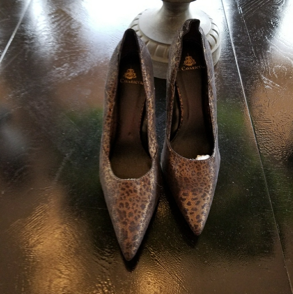 ZCavaricci Bronze/Black Leopard Heels New!